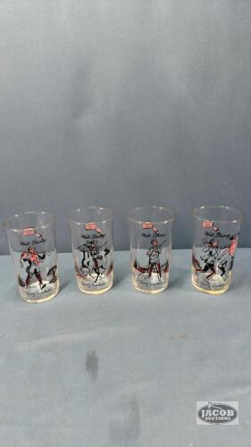 (4) WALT DISNEY DAVEY CROCKETT 4.5IN WATER GLASSES