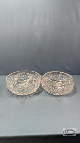 (2) 8IN CRYSTAL PIN WHEEL PATTERN DISHES