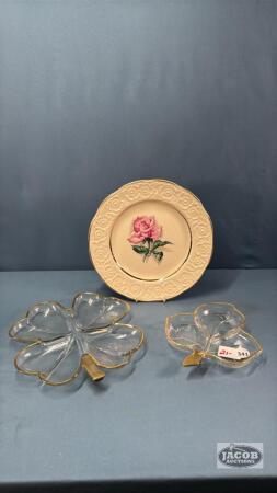 4 AND 3 LEAF CLOVER GLASS SERVING PLATES