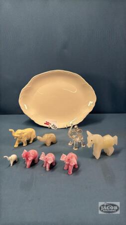 ASSORTED SMALL ELEPHANT AND HORSE FIGURINES