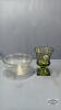 GREEN GLASS PEDESTAL 6IN TALL SPOONER