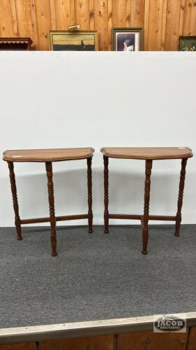 PAIR OF MATCHING FLAT TO WALL TABLES