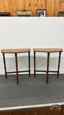 PAIR OF MATCHING FLAT TO WALL TABLES