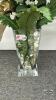 HEAVY 10IN TALL GLASS VASE WITH ARRANGEMENT - 2