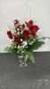 HEAVY 10IN TALL GLASS VASE WITH ARRANGEMENT - 3
