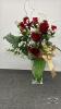 HEAVY 10IN TALL GLASS VASE WITH ARRANGEMENT - 5