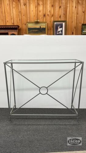METAL AND GLASS HALL TABLE