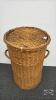 ROUND WICKER CLOTHES HAMPER - 2