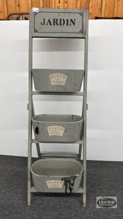 WOODEN STAND WITH PLASTIC BUCKET INSERTS