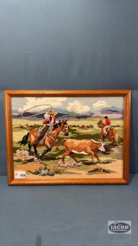 NEEDLE POINT WESTERN PICTURE
