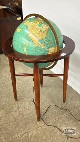 WORLD GLOBE IN STAND WITH INTERIOR LIGHT