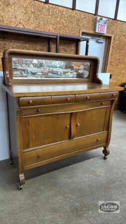 OAK SIDE BOARD WITH MIRROR