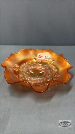 FLUTED CARNIVAL BOWL WITH ACCORN PATTERN