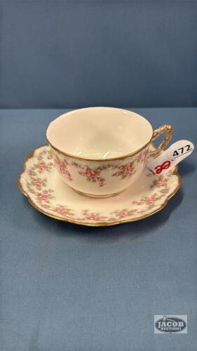 LIMOGES CUP AND SAUCER