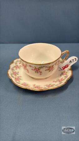 LIMOGES CUP AND SAUCER