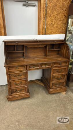 OAK ROLL FRONT DESK