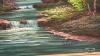 FRAMED RIVER SCENE ON CANVAS BY J BELL - 3