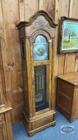 OAK HOWARD MILLER GRAND FATHERS CLOCK (SEE NOTES)
