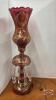 RED GLASS ELECTRIC ENAMELED LAMP WITH PRISMS - 4