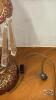 RED GLASS ELECTRIC ENAMELED LAMP WITH PRISMS - 5