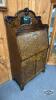 FUMED OAK SECRETARY DROP FRONT DESK WTH KEY - 2