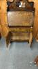 FUMED OAK SECRETARY DROP FRONT DESK WTH KEY - 4