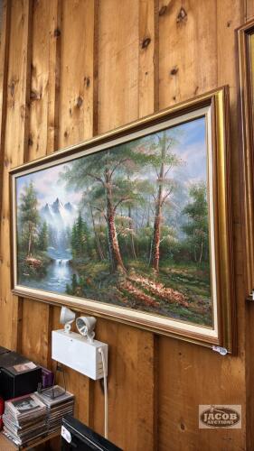 3D OIL ON CANVAS WATERFALL SCENE BY M. SCOTT