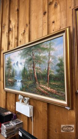 3D OIL ON CANVAS WATERFALL SCENE BY M. SCOTT