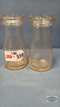 (2) SILVERWOODS 1/2 PINT MILK BOTTLES