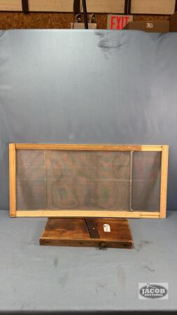 CABBAGE CUTTER WITH OLD SLIDING WINDOW SCREEN