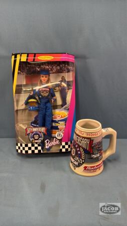 NASCAR 50TH ANN. BARBIE DOLL WITH 50TH ANN. STEIN