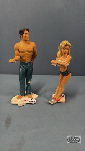 (2) RESIN BEER CAN HOLDER FIGURINES