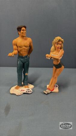 (2) RESIN BEER CAN HOLDER FIGURINES