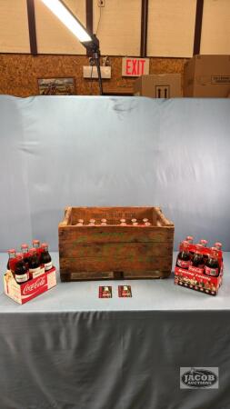 WOODEN COCA-COLA CASE WITH (4) CARTONS
