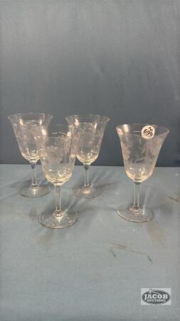 (4) CORNFLOWER WINE GLASSES