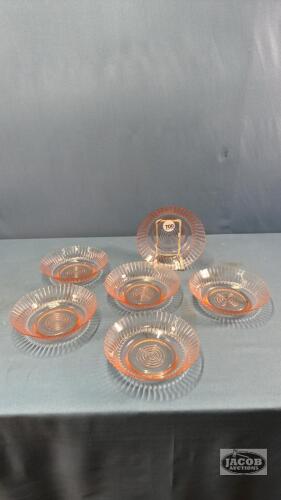 (6) 6IN PINK GLASS FRUIT NAPPIES