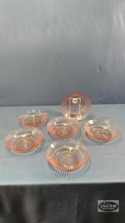 (6) 6IN PINK GLASS FRUIT NAPPIES