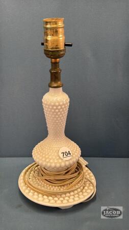 MILK GLASS HOBNAIL BEDROOM LAMP