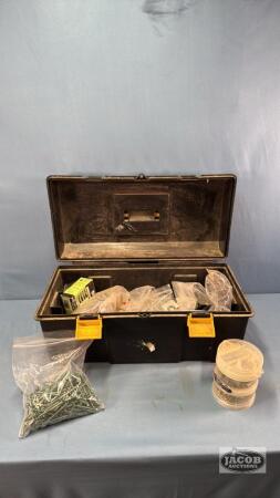 18IN PLASTIC TOOL BOX WITH QUANTITY OF HARDWARE