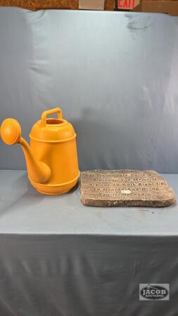 17IN X 12IN GARDEN STONE WITH PLASTIC WATERING CAN