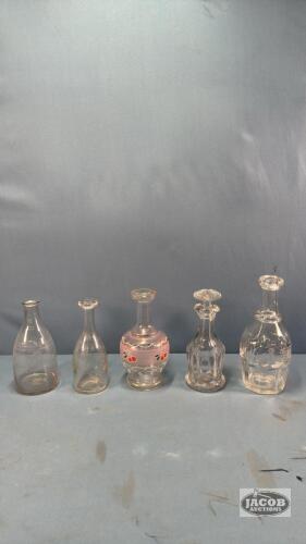 (5) DECANTERS / BOTTLES