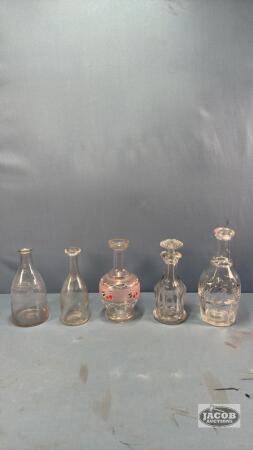 (5) DECANTERS / BOTTLES