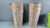 (2) 17IN TALL GALVANIZED SAP PAIL STYLE PLANTERS - 4