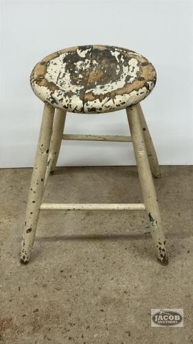 WELL USED PAINTED WOODEN STOOL
