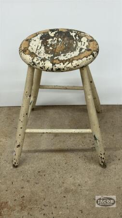 WELL USED PAINTED WOODEN STOOL