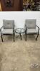 (2) STACKING METAL PATIO CHAIRS WITH AN END TABLE