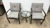 (2) STACKING METAL PATIO CHAIRS WITH AN END TABLE - 3