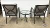 (2) STACKING METAL PATIO CHAIRS WITH AN END TABLE - 5