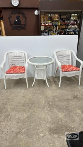 (2) WICKER CHAIRS WITH A TABLE