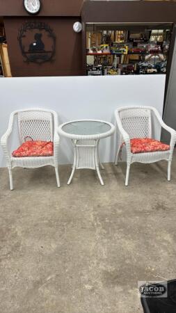 (2) WICKER CHAIRS WITH A TABLE